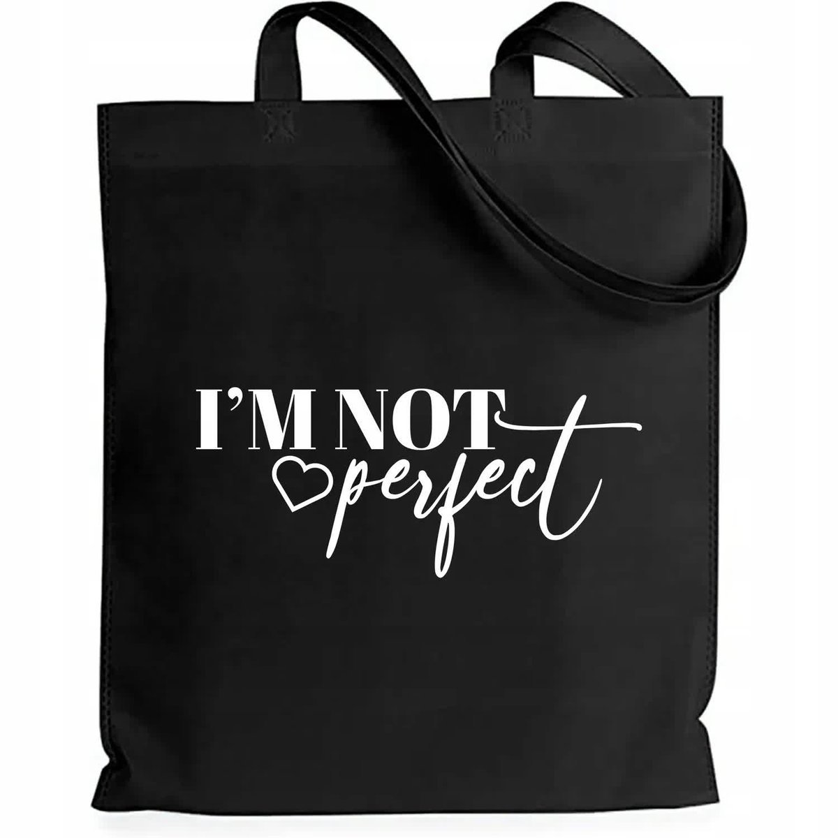 Torba EKO Czarna Bawełniana IM NOT PERFECT Shopper Młodzieżowy Mix Wzorów