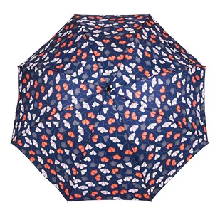 Parasol damski długi Blue Drop w polne kwiaty, granatowy - Parasole - miniaturka - grafika 1