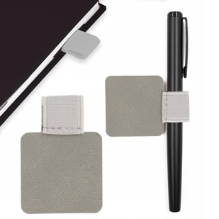 SAMOPRZYLEPNY SZARY UNIWERSALNY UCHWYT ELASTYCZNY NA DŁUGOPIS PRZYBORNIK - Przyborniki na biurko - miniaturka - grafika 1