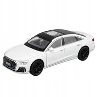 Zabawki zdalnie sterowane - AUDI A8 METALOWY MODEL SAMOCHODU 1:32 DŹWIĘK ŚWIATŁO PREZENT BIAŁY - miniaturka - grafika 1
