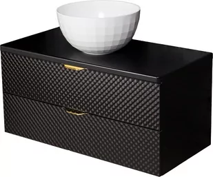 Szafka łazienkowa wisząca z umywalką 100 cm szklane fronty złoty uchwyt Glow Gante - Szafki łazienkowe - miniaturka - grafika 1