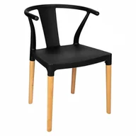 Krzesła - King Home Krzesło WISHBONE czarne - polipropylen, drewn KH010100220 - miniaturka - grafika 1