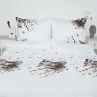 Pościel - Andropol Pościel satynowa 200x220 Sofia 12 Ptaki biała brązowa 18850 - miniaturka - grafika 1