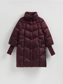 Kurtki damskie - Reserved - Długa pikowana kurtka - burgundowy - miniaturka - grafika 1