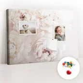 Tablice i flipcharty - Szkolna Tablica korkowa 60x40 cm, Kolorowe Pinezki, wzór Kwiaty piwonii - miniaturka - grafika 1