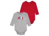 Body dla niemowląt - lupilu® Body niemowlęce z biobawełny, 2 sztuki (50/56, Czerwony/szary) - miniaturka - grafika 1