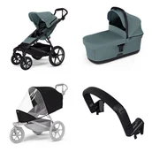 Wózki dziecięce - Wózek miejski Thule Urban Glide 4-wheel Mid blue + Bassinet Mid blue SET 4in1 - miniaturka - grafika 1
