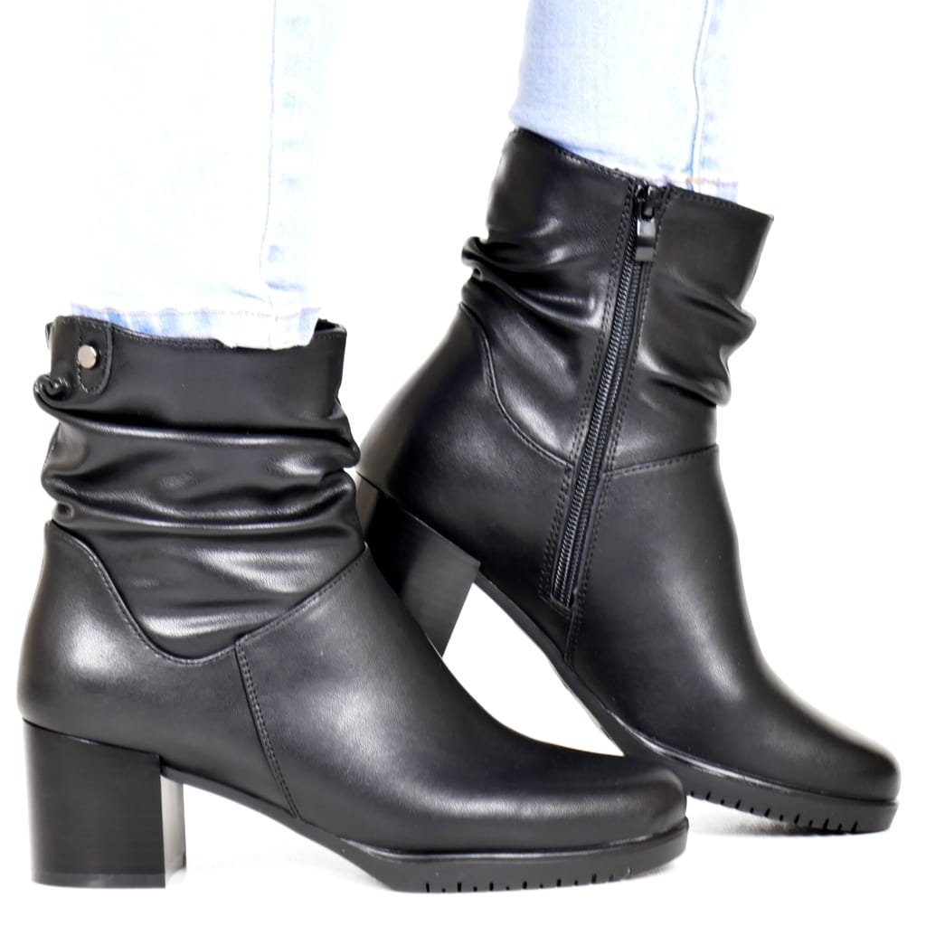 DAMSKIE BOTKI SKÓRZANE NA OBCASIE SERGIO LEONE 25636 CZARNE