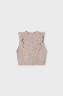 Swetry dla dziewczynek - Mayoral kamizelka dziecięca kolor brązowy lekki - grafika 1