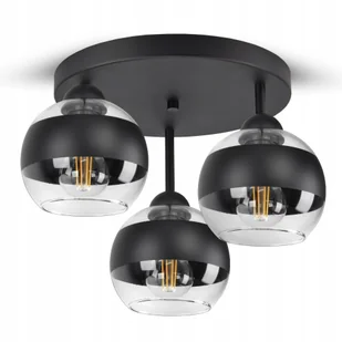 Lampa Wisząca Sufitowa Żyrandol Czarna Szklane Kule Black Belt ER3 Led E27 - Lampy sufitowe - miniaturka - grafika 1