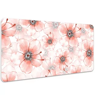 Mata ochronna na blat Pomarańczowe kwiaty 100x50 cm, Dywanomat - Podkładki na biurko - miniaturka - grafika 1