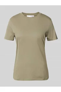T-shirt z prążkowanym okrągłym dekoltem - Selected Femme - Koszulki i topy damskie - miniaturka - grafika 1