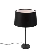 Lampy stojące - QAZQA Lampa stołowa regulowana czarna klosz lniany czarny 35cm - Parte - miniaturka - grafika 1