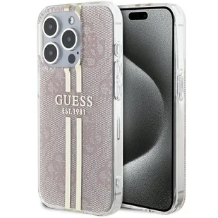 Etui Guess GUHCP15LH4PSEGP Apple iPhone 15 Pro hardcase IML 4G Gold Stripe różowy/pink - Etui i futerały do telefonów - miniaturka - grafika 1