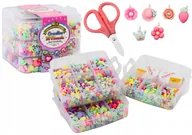 Biżuteria dla dzieci - Zestaw Koralików do Biżuterii Zawieszek w Walizce Żyłki DIY 1620el. - miniaturka - grafika 1