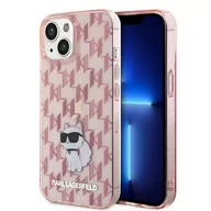 Etui i futerały do telefonów - Etui KARL LAGERFELD Monogram Choupette do Apple iPhone 15 Różowy - miniaturka - grafika 1