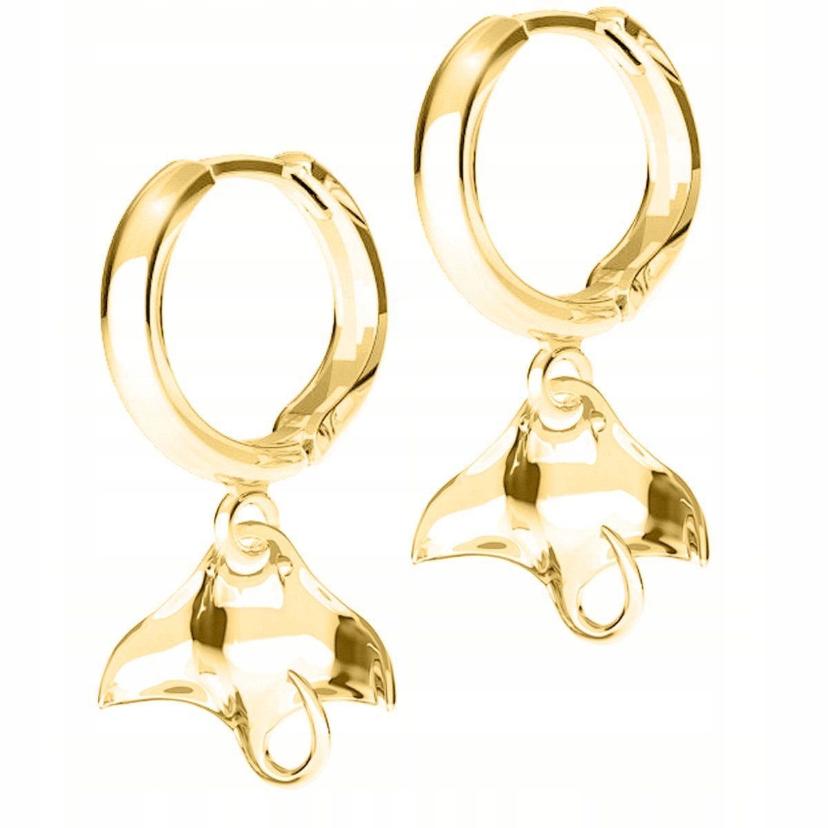 Złote Kolczyki Płaszczki Zwierzęta Płaszczka Morze Ocean SREBRO 925