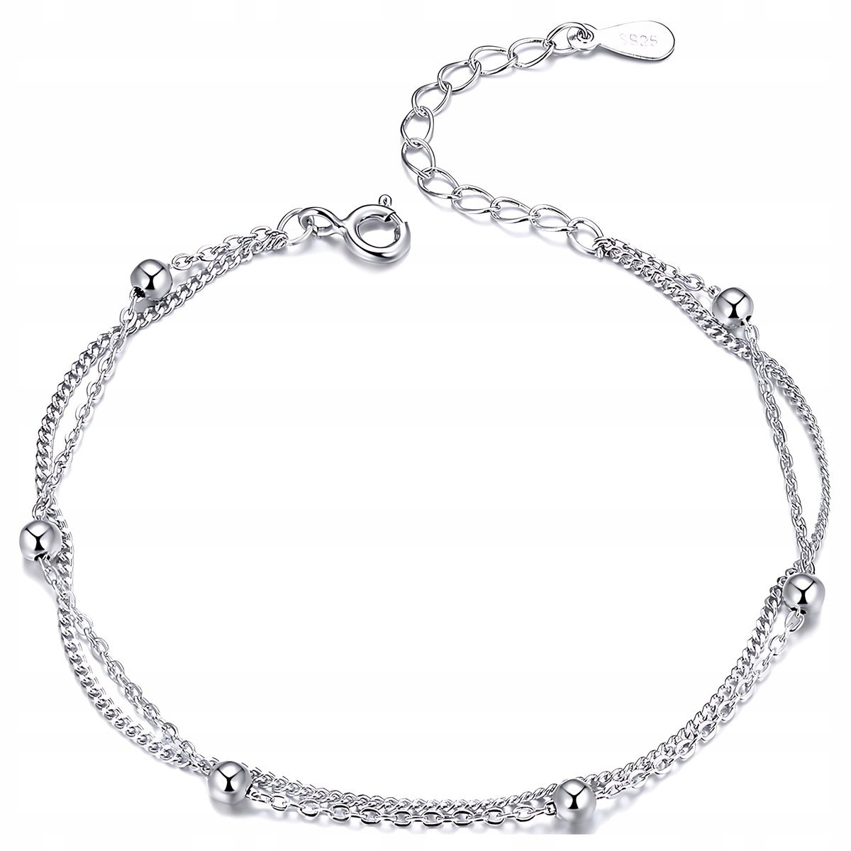 Bransoletka Podwójna CELEBRYTKA Srebro pr 925 kuleczki kulki srebrna damska