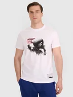 Koszulki męskie - T-shirt regular z nadrukiem siatkarskim męski 4F 4FRAW25TTSHM3235-10S Biały XL - miniaturka - grafika 1