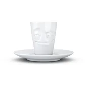 Filiżanki - Biała uśmiechnięta porcelanowa filiżanka do espresso ze spodkiem 58products, 80 ml - miniaturka - grafika 1