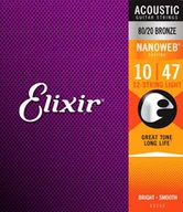 Struny gitarowe  - Elixir 11152 NanoWeb Bronze 12-String Light 10-47, 10-27 - struny akustyczne ♦ 30 DNI NA ZWROT ♦ GWARANCJA DOOR-TO-DOOR ♦ SZYBKA WYSYŁKA - miniaturka - grafika 1