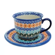 Filiżanki - Ceramiczna filiżanka ze spodkiem Ceramika Bolesławiec - miniaturka - grafika 1