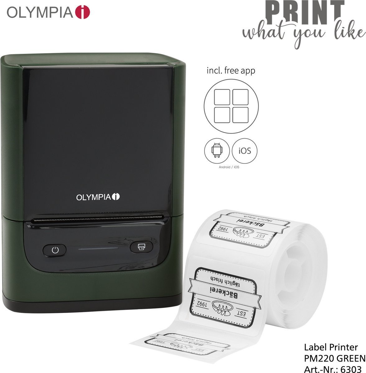 Olympia Etikettendrucker PM 220 grün