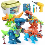 Klocki - Klocki konstrukcyjne DINOZAURY do skręcania ZESTAW z wkrętarką śrubokrętem - miniaturka - grafika 1