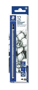 STAEDTLER Markery węglowe Mars Lumograph Charcoal, sześciokątny, duża zawartość sadzy i węgla, klasy premium, stopień twardości S, 12 długopisów w składanym kartonowym pudełku, 100C-S - Długopisy - miniaturka - grafika 1