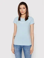 Koszulki i topy damskie - Pepe Jeans T-Shirt New Virgina PL505202 Niebieski Slim Fit - miniaturka - grafika 1