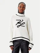 Swetry damskie - KARL LAGERFELD Golf A4W18051 Biały Regular Fit - miniaturka - grafika 1