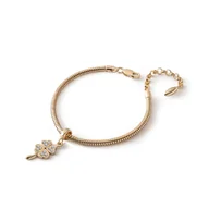 Bransoletki - Bransoletka z zawieszką typu beads – koniczynka z cyrkoniami na łodyżce, srebro 925 w złotym pokryciu - miniaturka - grafika 1