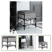 Szafki na buty - The Living Store Ławka na buty szara Sonoma 42x42x45 cm Materiał drewnopochodny - miniaturka - grafika 1