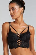 Biustonosze - Hunkemöller Usztywniany długoszczelny biustonosz push-up z fiszbinami Char Czarny - miniaturka - grafika 1