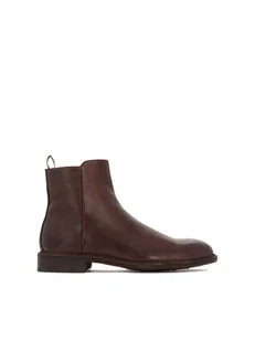 Brązowe zasuwane botki ze skórzaną podeszwą - 43 - Botki męskie - miniaturka - grafika 1