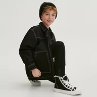 Spodnie i spodenki dla chłopców - Reserved - Dresowe joggery z zamkami - Czarny - miniaturka - grafika 1