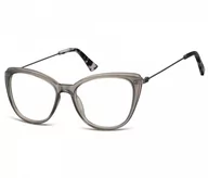 Okulary korekcyjne, oprawki, szkła - Sunoptic Okulary oprawki zerówki korekcyjne Kocie Oczy AC8A szare - miniaturka - grafika 1