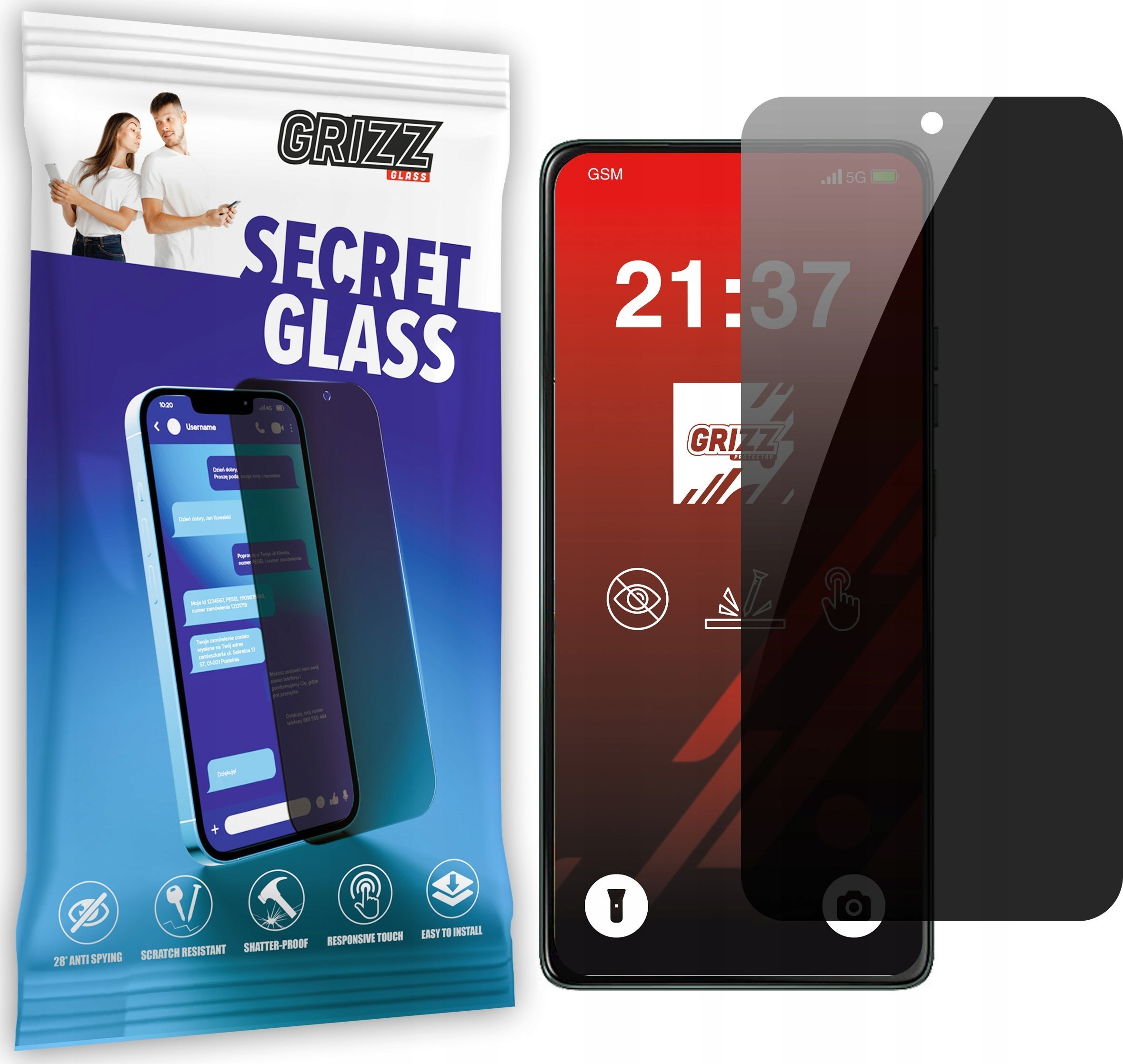 GrizzGlass Szkło prywatyzujące GrizzGlass SecretGlass do Motorola Moto G75