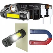 Latarki - LATARKA CZOŁOWA LED XPE + COB 3,5W mocna, czołówka reflektor akumulatorowa - miniaturka - grafika 1