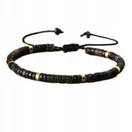 Bransoletki - Bransoletka Kamień Naturalny Czarny Jaspis Morski 2 x 4 mm Regulowany - miniaturka - grafika 1