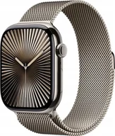 Smartwatch - Apple Watch 10 GPS + Cellular 42mm naturalny tytan bransoleta mediolańska Naturalna Złoty - miniaturka - grafika 1
