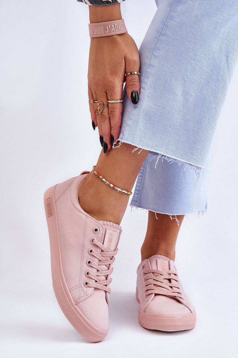 Damskie Gładkie Niskie Trampki Big Star LL274059 Różowe-37