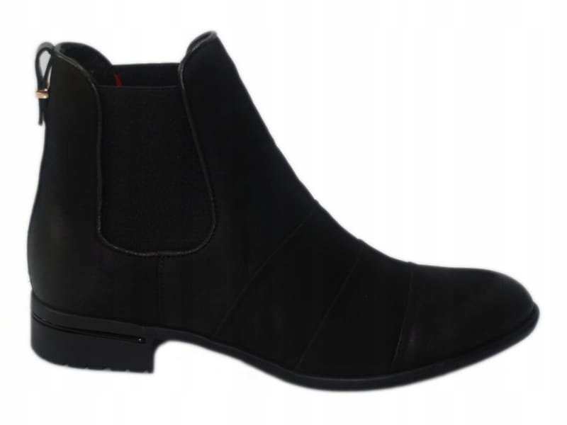 Botki carinii s4179 czarne skóra naturalna nubuk płaski obcas r.38