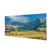 Tablice i flipcharty - Panel szklany foto grafika Góry pola domki 120x60 - miniaturka - grafika 1
