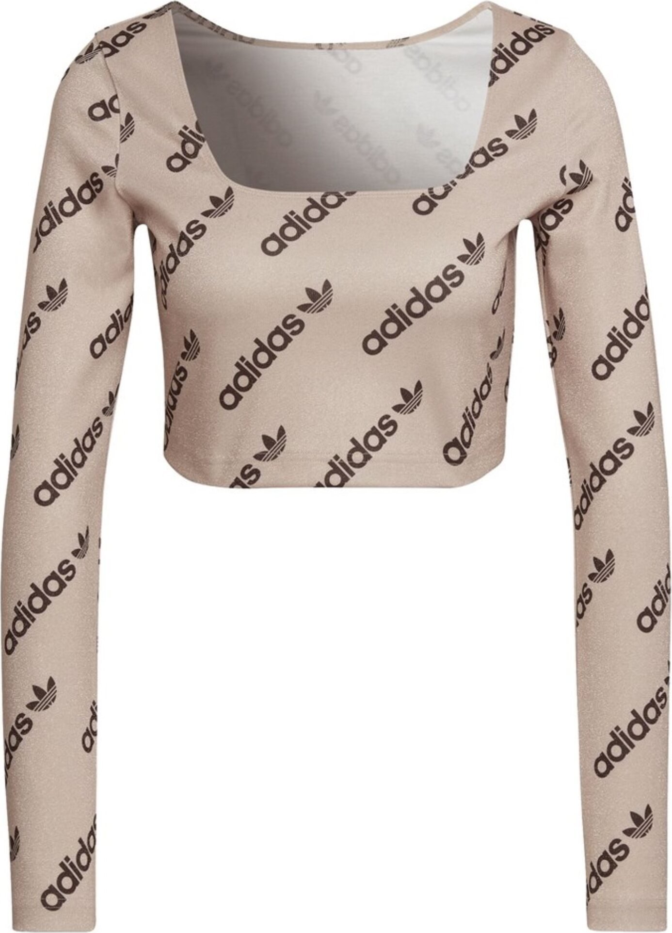 Koszulka damska Adidas Long Sleeve Crop sportowa z długim rękawem beżowa XS