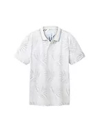 Koszulki męskie - TOM TAILOR Męska koszulka polo z nadrukiem na całej powierzchni, 31838 – Light Blue Tonal Leaf Design, XL - miniaturka - grafika 1