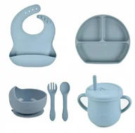 Miseczki i talerzyki dla dzieci - PIERWSZE NACZYNIA ZESTAW DO KARMIENIA DLA DZIECI SILIKONOWE NACZYNIA - miniaturka - grafika 1