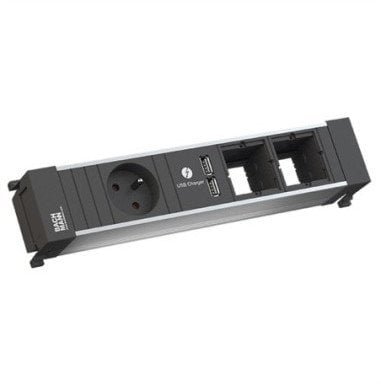 BACHMANN POWER FRAME 1xUTE 1xUSB Charger 2xCM power 0.2m GST18, czarny/srebrny