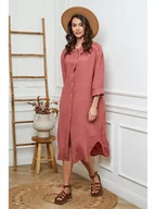 Sukienki - Fleur de Lin Lniana sukienka w kolorze ceglanym - miniaturka - grafika 1