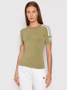 Koszulki i topy damskie - Adidas T-Shirt Tight H33544 Zielony Slim Fit - grafika 1